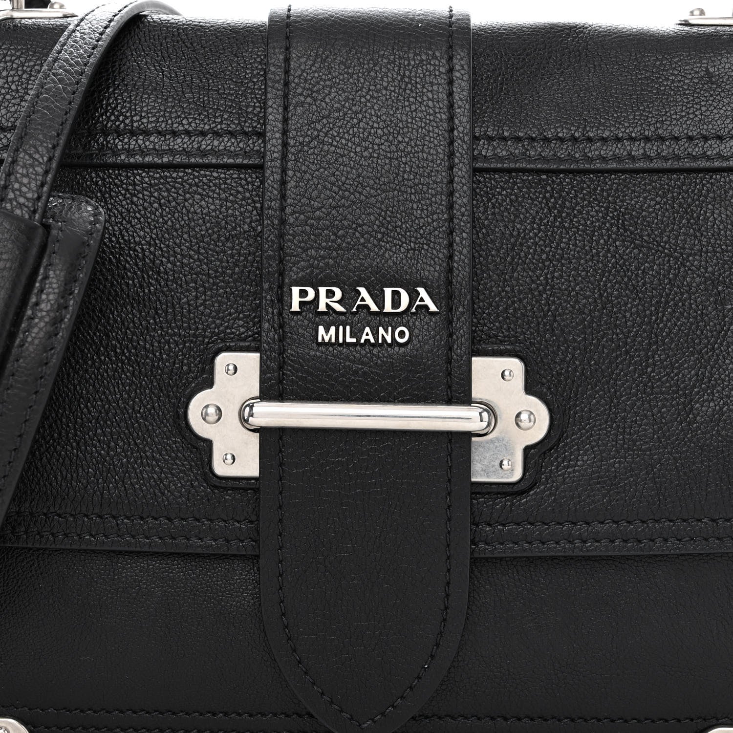 Prada Glace Calfskin Large Soft Cahier Bag Black 9 of 13