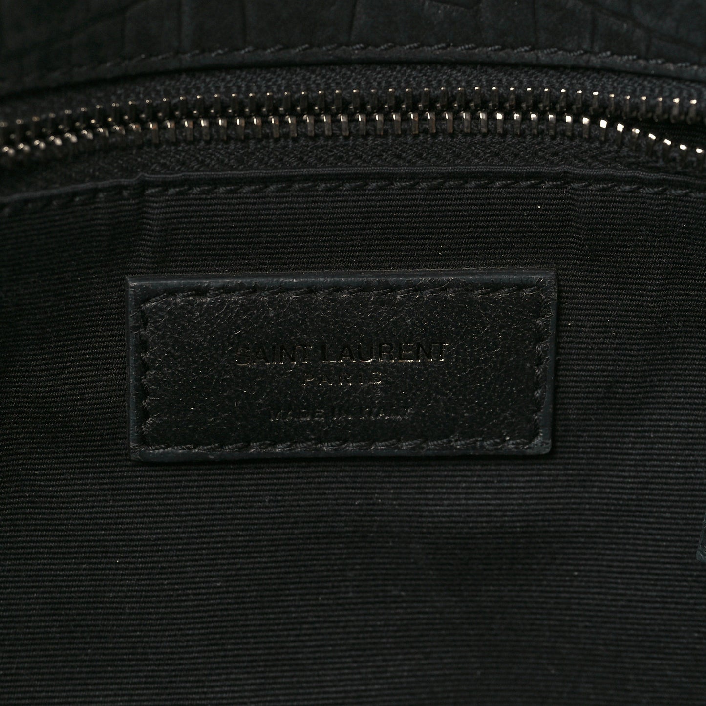 Nubuck Crocodile Embossed Monogram Medium Niki Chain Satchel Black