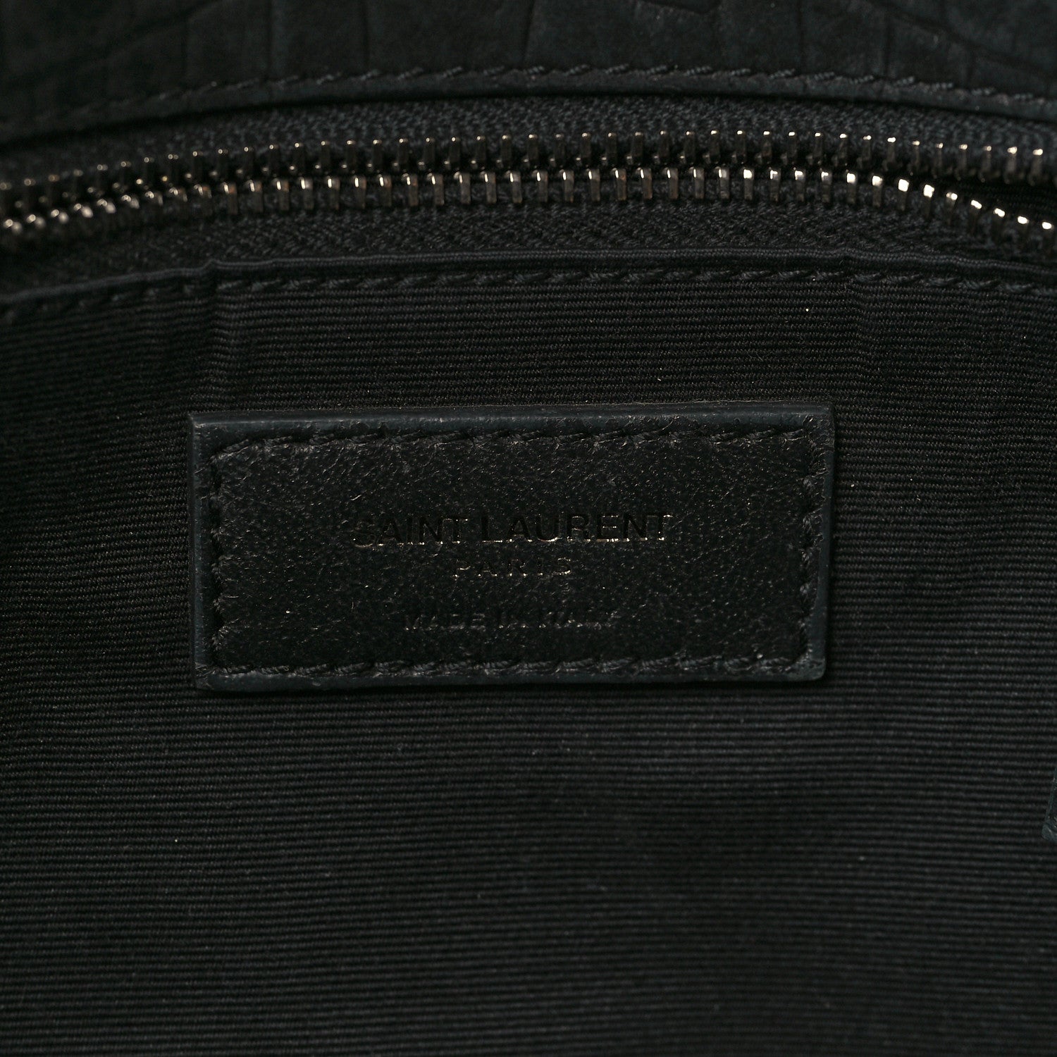 Saint Laurent Nubuck Crocodile Embossed Monogram Medium Niki Chain Satchel Black 6 of 9
