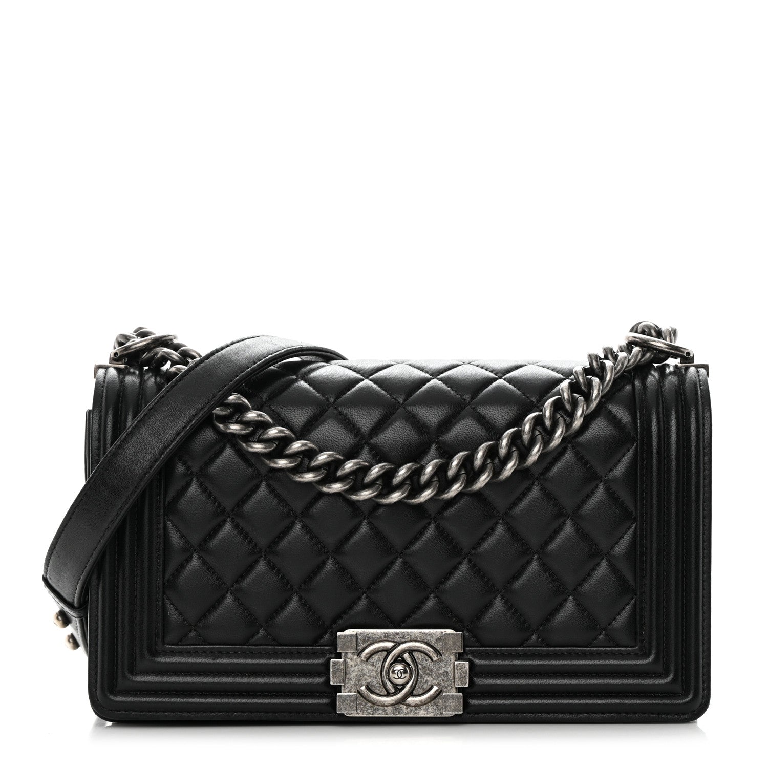 Chanel Lambskin Quilted Medium Boy Flap Black 1 of 16