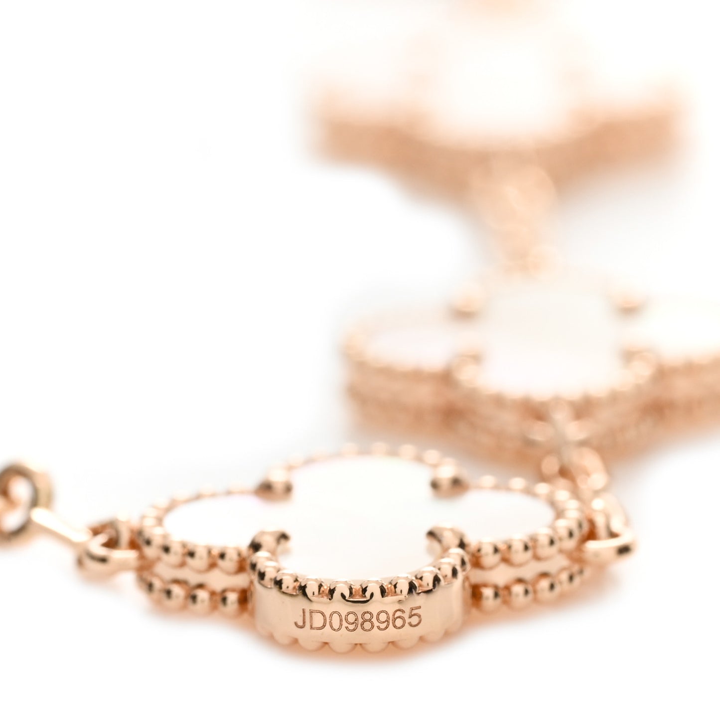18K Rose Gold Mother of Pearl 5 Motifs Vintage Alhambra Bracelet