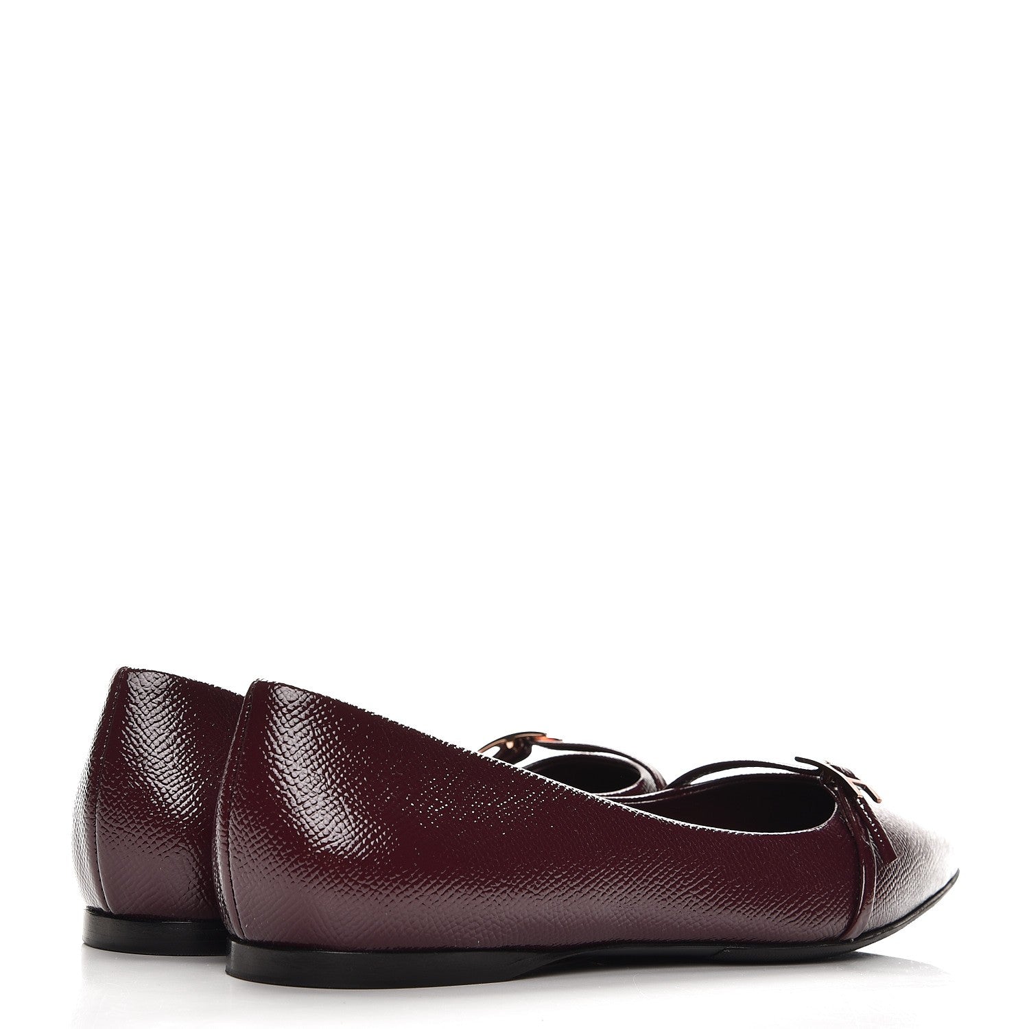 Hermes Patent Epsom Laura Ballerina Flats 36.5 Bordeaux 4 of 7