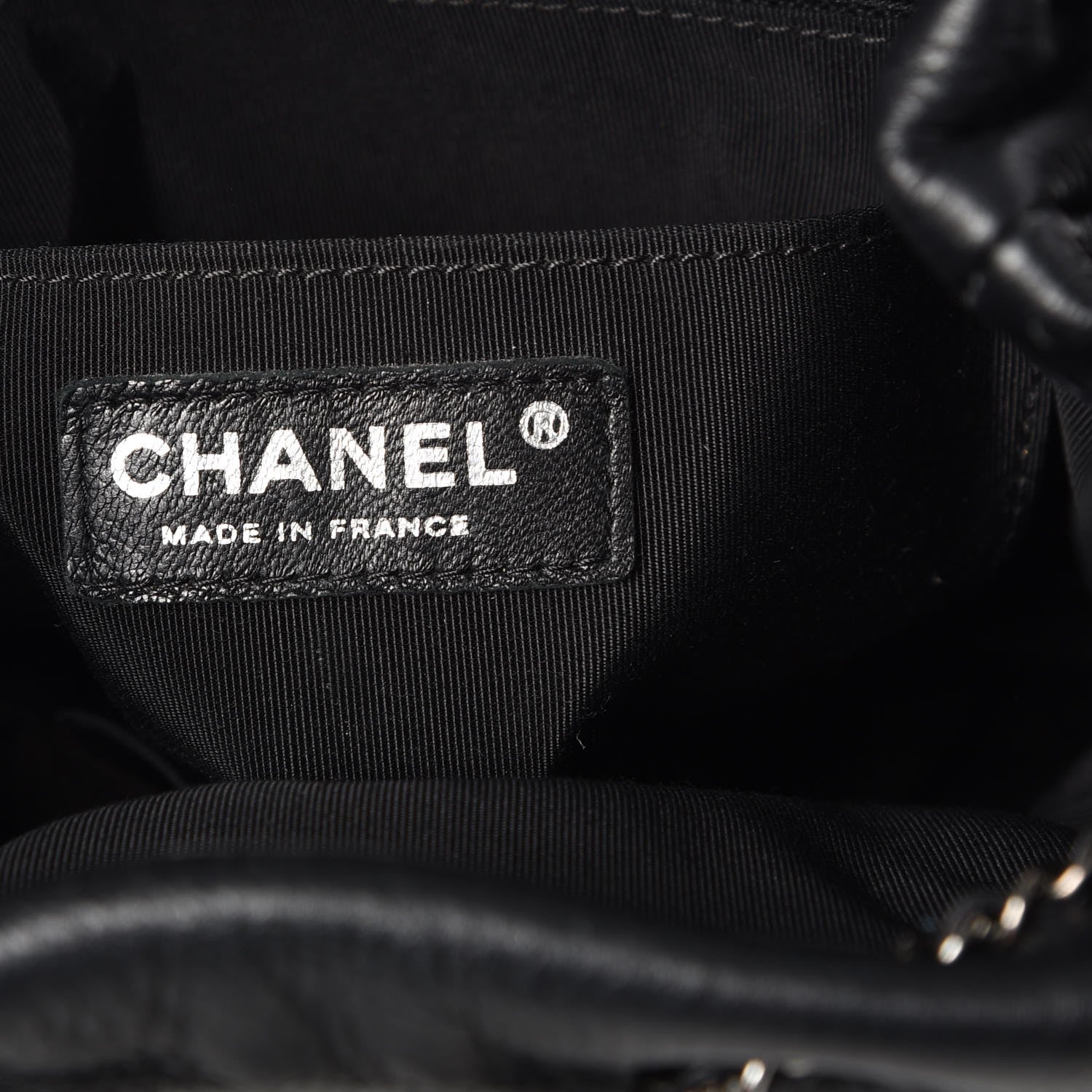 Chanel Deerskin Chevron Small CC Chain Bucket Bag Black 6 of 8