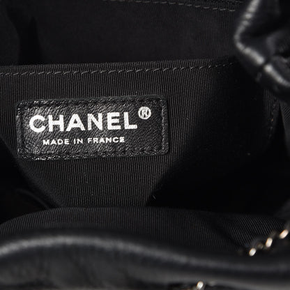 Chanel Deerskin Chevron Small CC Chain Bucket Bag Black 6 of 8