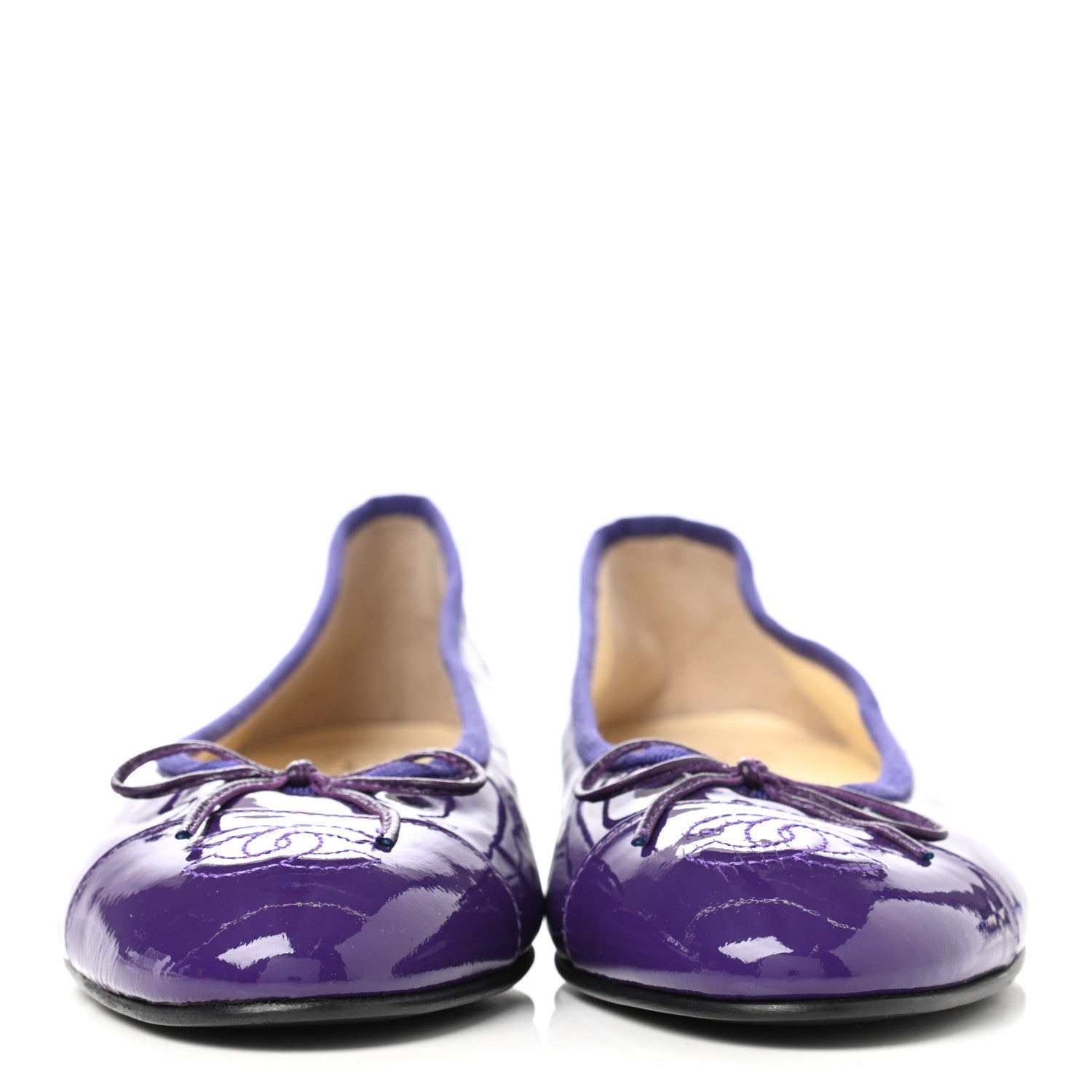 Chanel Patent Calfskin CC Cap Toe Ballerina Flats 36.5 Purple 2 of 11