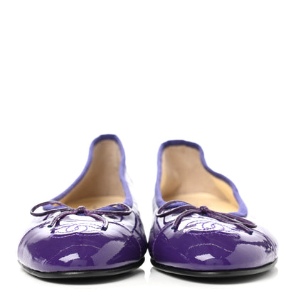 Chanel Patent Calfskin CC Cap Toe Ballerina Flats 36.5 Purple 2 of 11