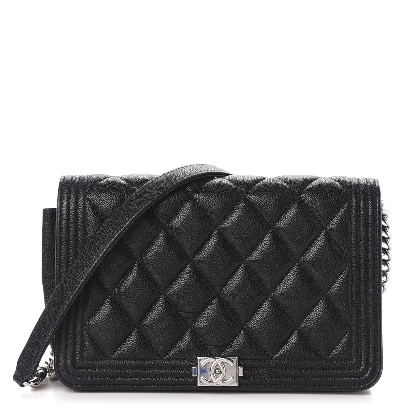 Caviar Quilted Boy Wallet On Chain WOC Black