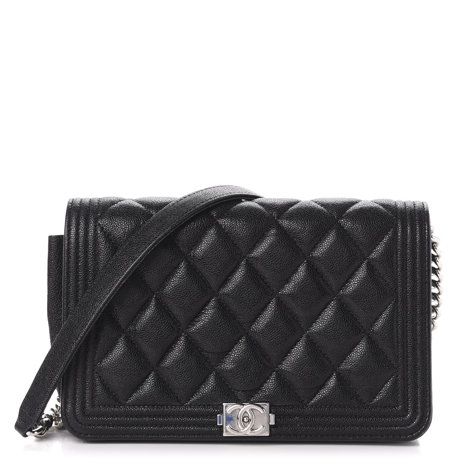 Chanel Caviar Quilted Boy Wallet On Chain WOC Black 1 of 12