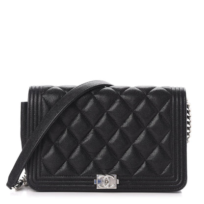 Chanel Caviar Quilted Boy Wallet On Chain WOC Black 1 of 12