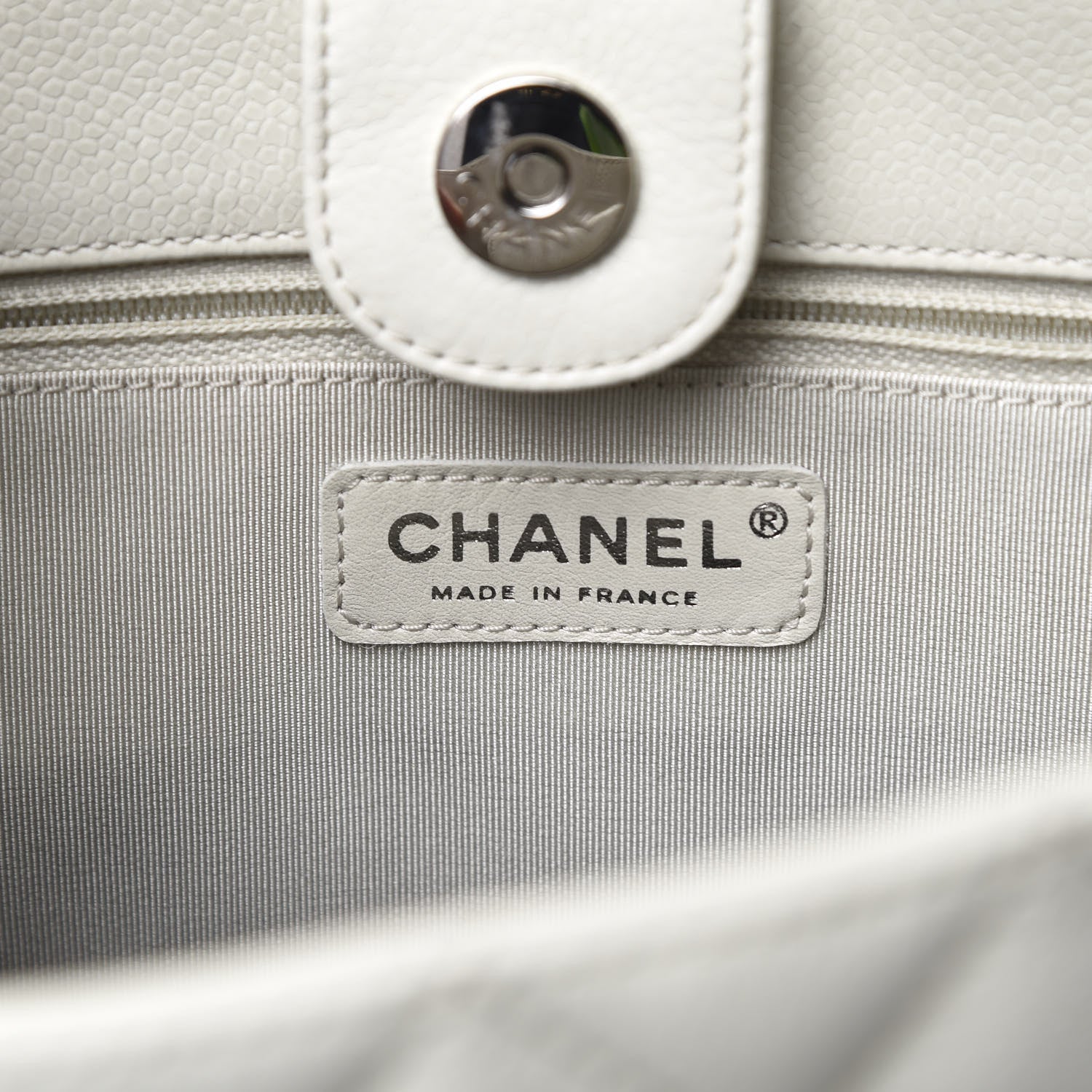 Chanel Caviar Quilted Petit Shopping Tote PST White 6 of 10