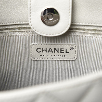 Chanel Caviar Quilted Petit Shopping Tote PST White 6 of 10
