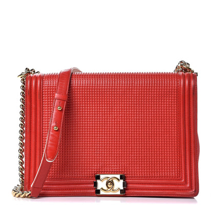 Chanel Lambskin Square Quilted Large Boy Cube Flap Red 1 of 22