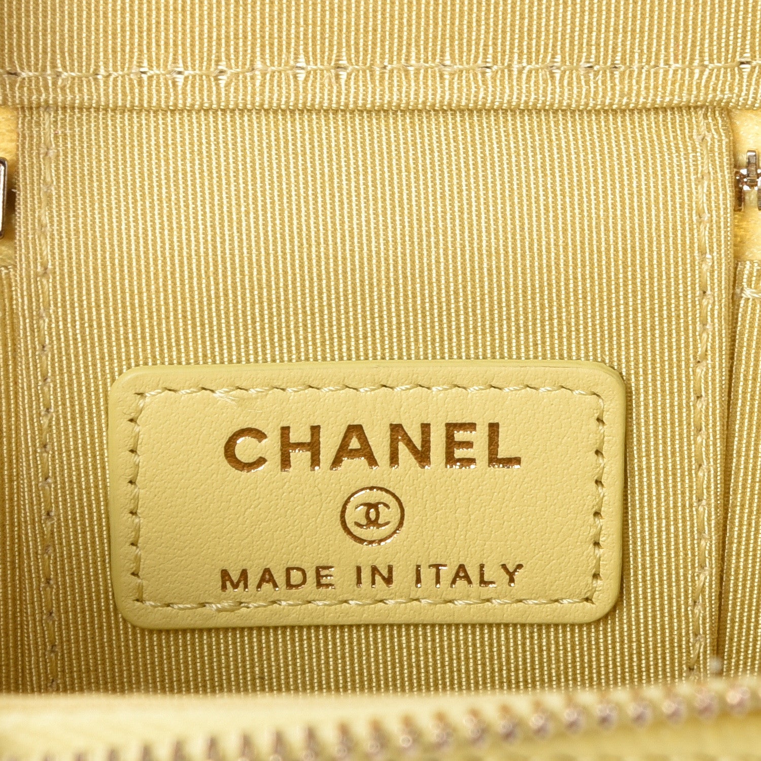 Chanel Caviar Quilted Mini Vanity Case With Chain Yellow 7 of 11