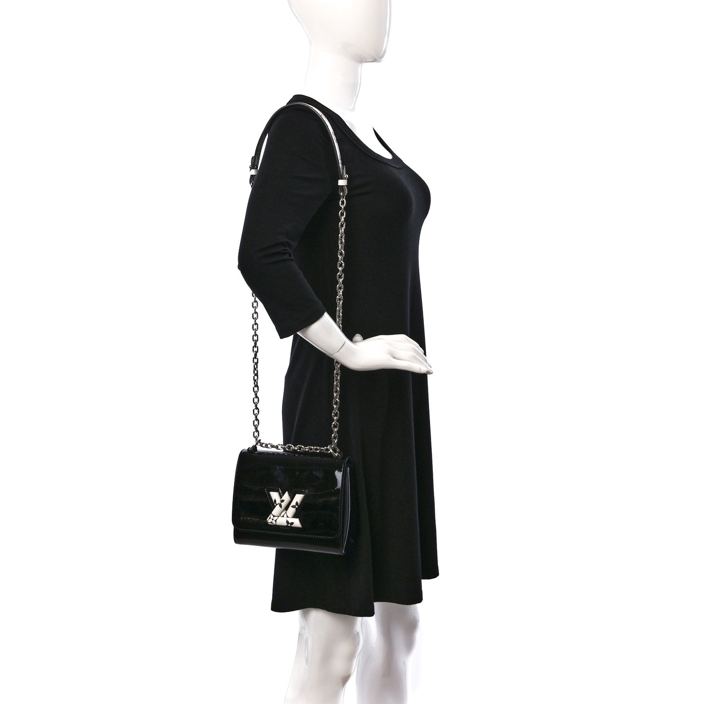 Patent Monogram Twist Shoulder Bag PM Black