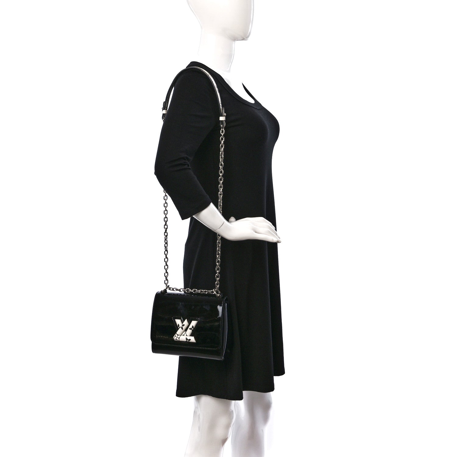 Louis Vuitton Patent Monogram Twist Shoulder Bag PM Black 2 of 9