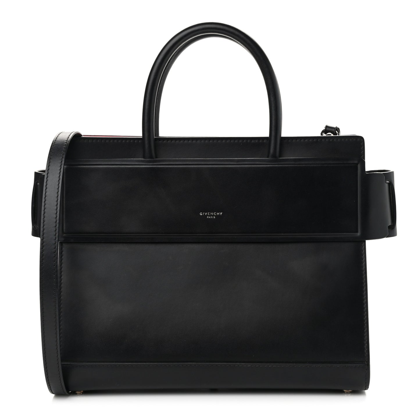 Smooth Calfskin Small Horizon Satchel Black