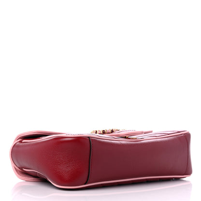Gucci Azalea Calfskin Enamel Matelasse Diagonal Small Torchon GG Marmont Shoulder Bag New Cherry Red Wild Rose 4 of 9