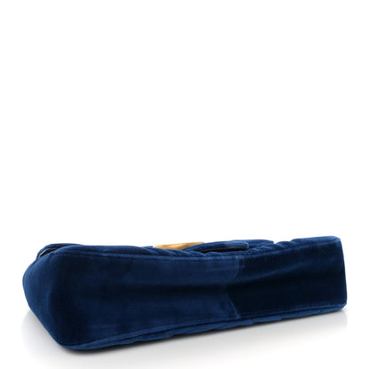 Gucci Velvet Matelasse Medium GG Marmont Shoulder Bag Cobalt Blue 4 of 9