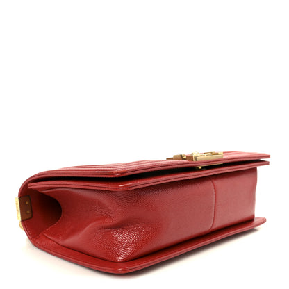 Chanel Caviar Chevron Quilted Medium Boy Flap Red 4 of 10