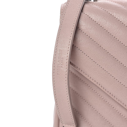 Saint Laurent Sheepskin Matelasse Chevron Monogram Medium College Bag Rose Poudre 10 of 16