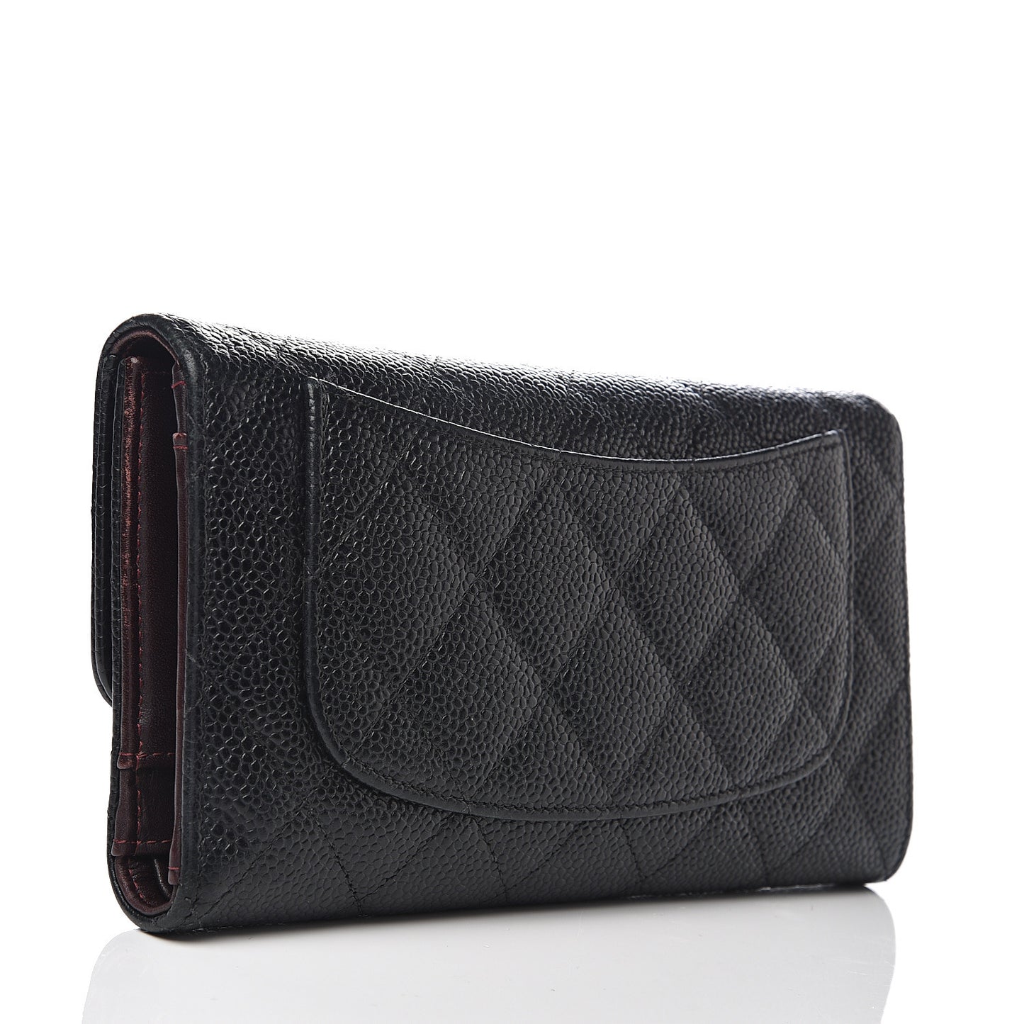 Caviar Quilted Large Flap Wallet Black