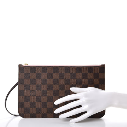 Louis Vuitton Damier Ebene Neverfull MM GM Pochette Rose Ballerine 2 of 8