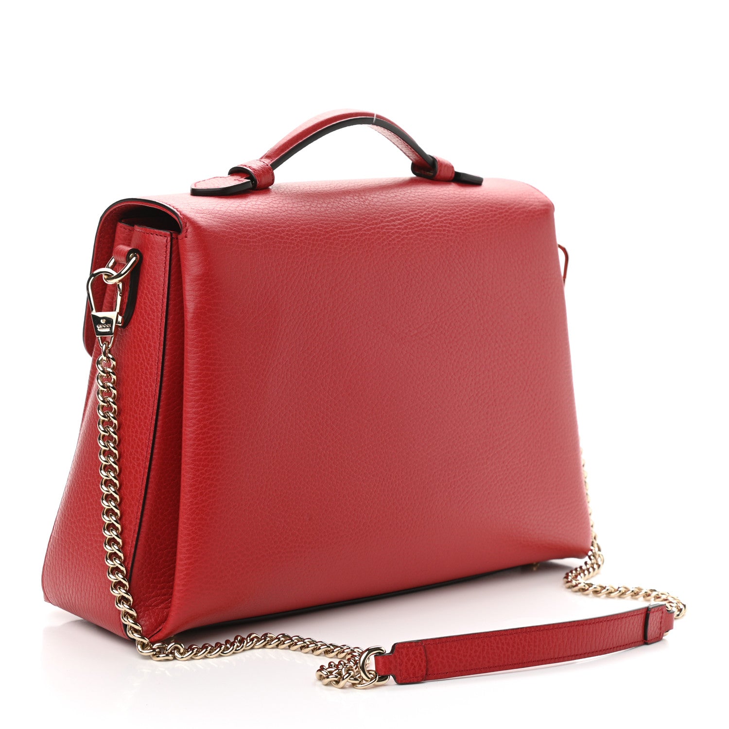 Gucci Dollar Calfskin Medium Interlocking G Top Handle Shoulder Bag Red 2 of 8