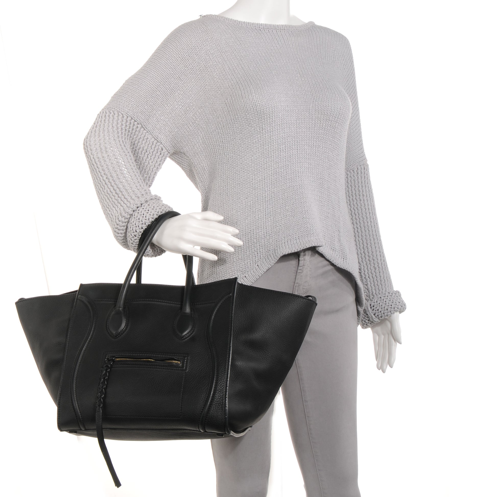 Celine Supple Calfskin Medium Phantom Luggage Black 2 of 8