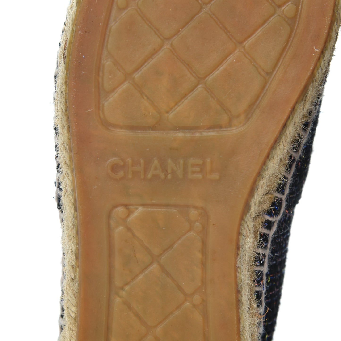 Tweed Patent Goatskin CC Espadrilles 36 Black Pink Yellow Silver