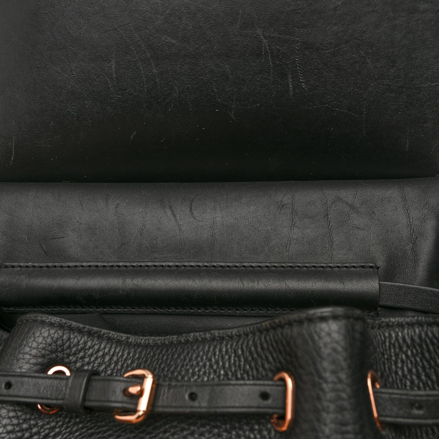 Pebbled Calfskin Prisma Skeletal Backpack Black Rose Gold Hardware