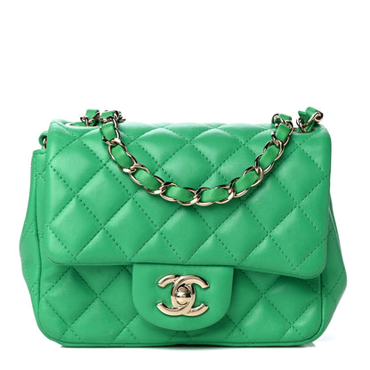 Chanel Lambskin Quilted Mini Square Flap Green 1 of 8