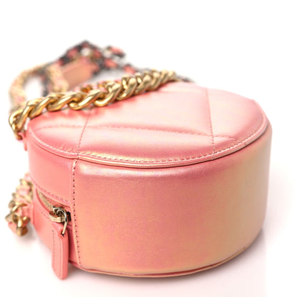 Chanel Iridescent Calfskin Quilted Chanel 19 Round Clutch With Chain Pink 9 of 10