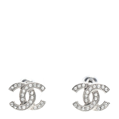 Chanel Crystal Timeless CC Earrings Silver 1 of 5