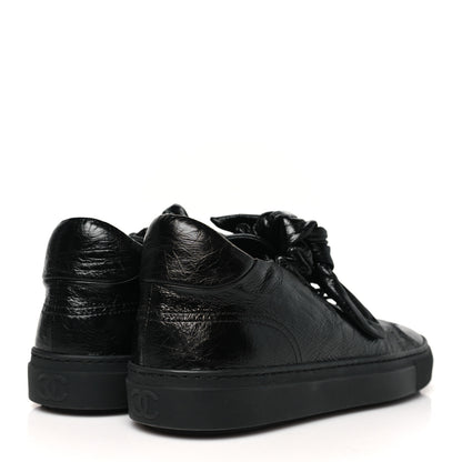 Chanel Crumpled Calfskin Womens CC Bow Sneakers 40 Black 5 of 10