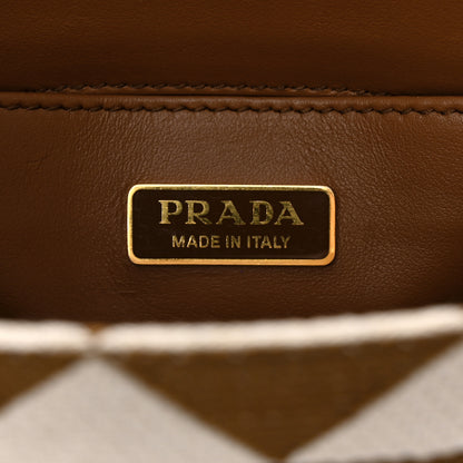 Prada Jacquard Saffiano Triangolo Symbole Embroidered Micro Tote Tobacco Talco 5 of 9