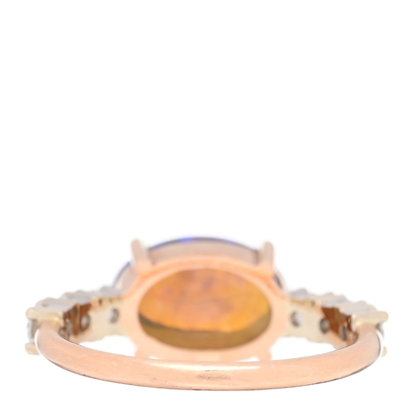 18K Rose White Gold Diamond Opal Tennis Ring 53 6.5