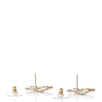 Chanel Crystal Timeless CC Earrings Light Gold 3 of 4