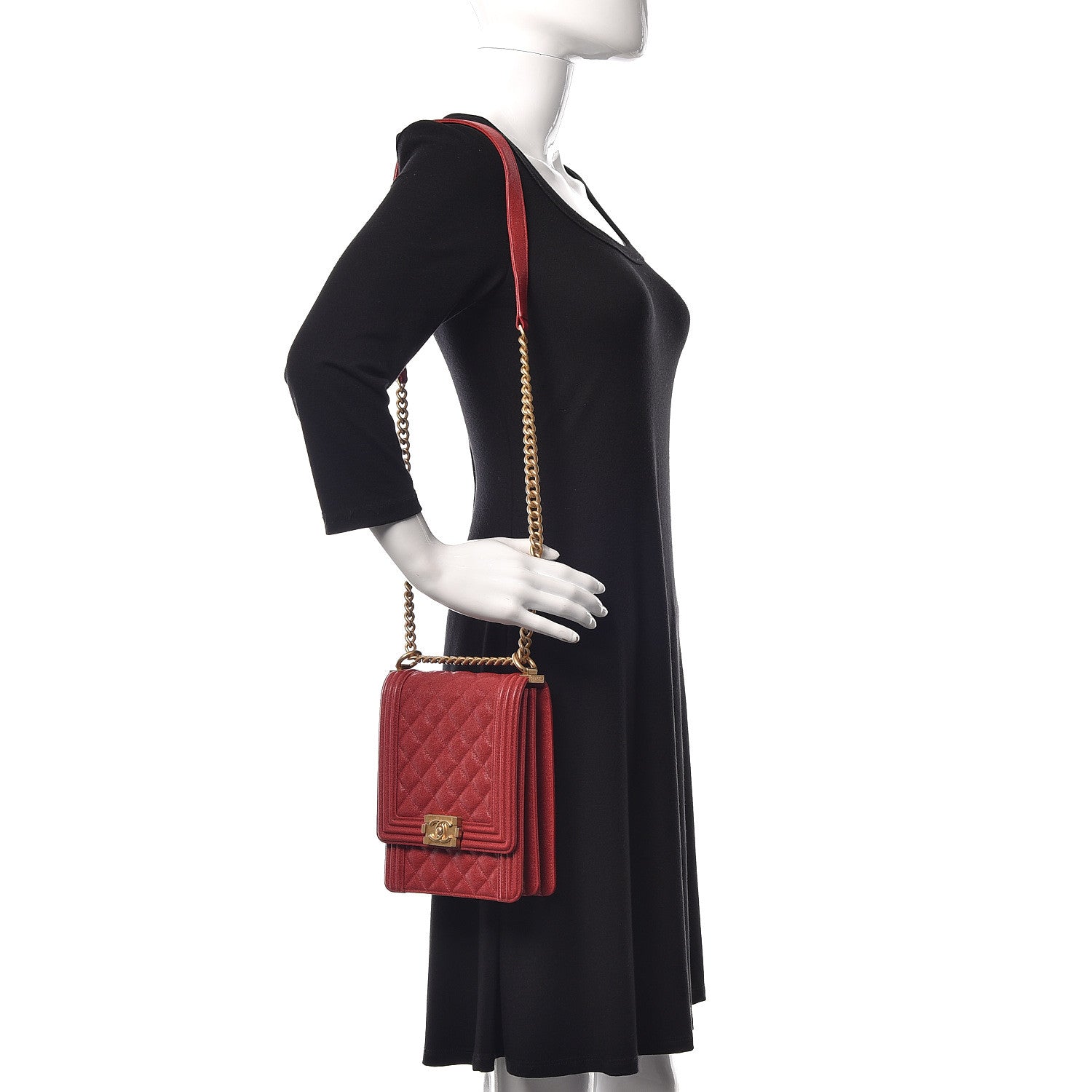 Chanel Caviar Quilted North South Boy Flap Red 2 of 9