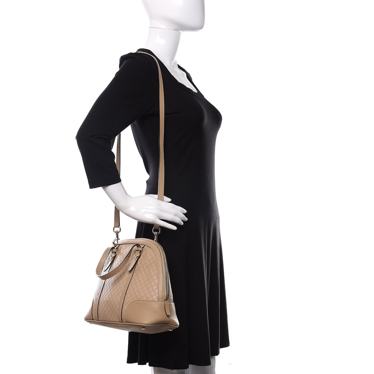 Microguccissima Small Nice Top Handle Dome Bag Beige