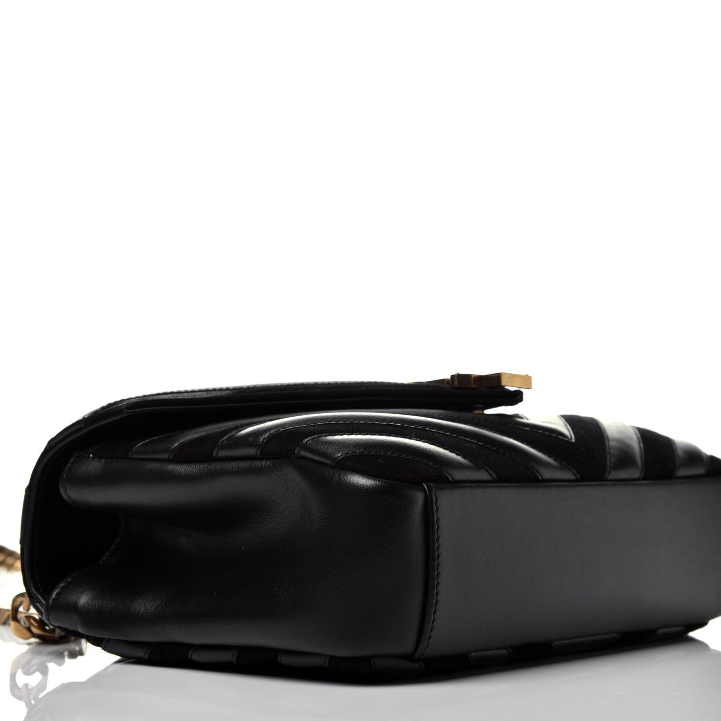 Calfskin Suede Matelasse Chevron Monogram Medium College Bag Black