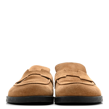 Hermes Suede Calfskin Mens Go Mules 41.5 Brun Fume 3 of 10