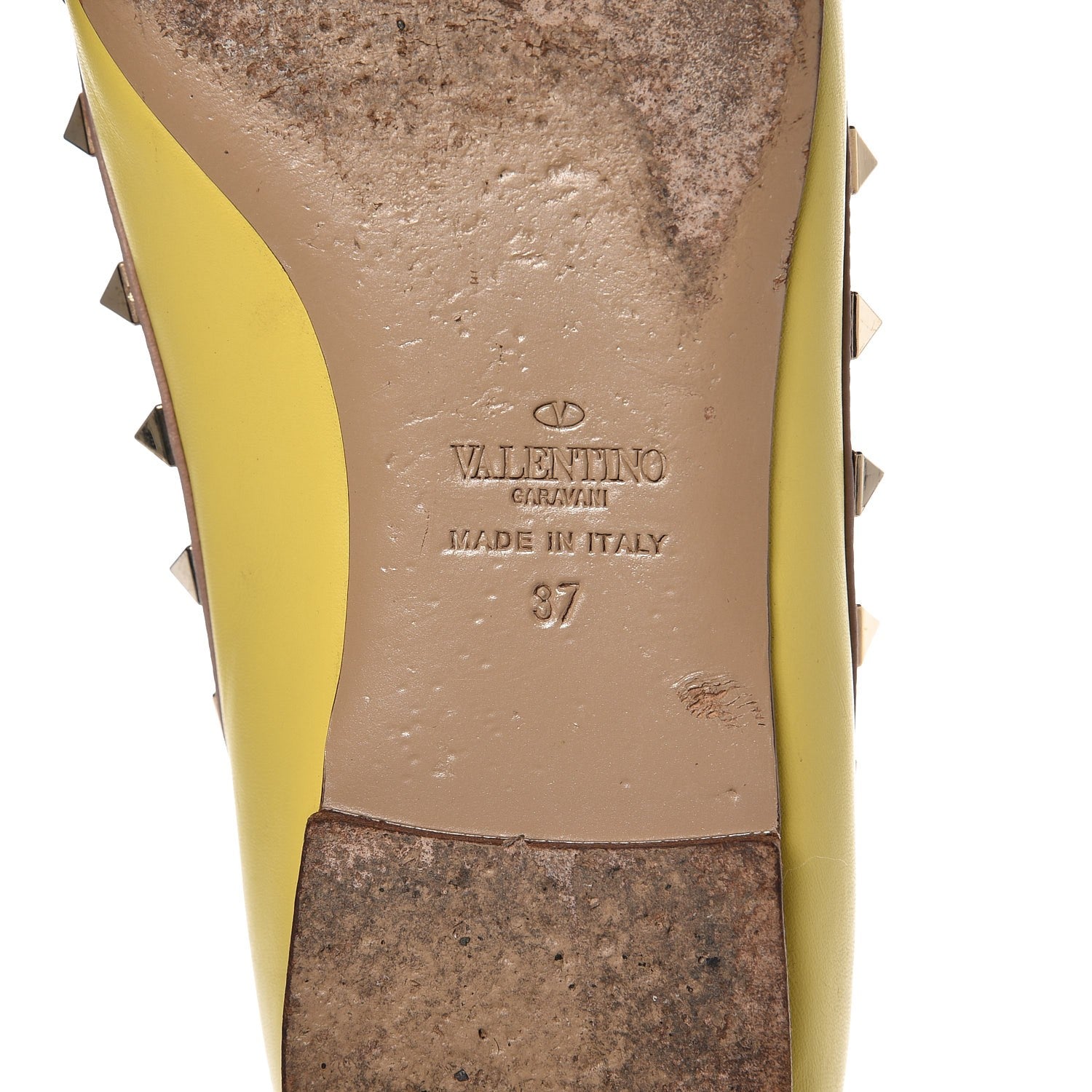 Valentino Garavani Nappa Rockstud Ballerina Flats 37 Naples Yellow Poudre 6 of 12