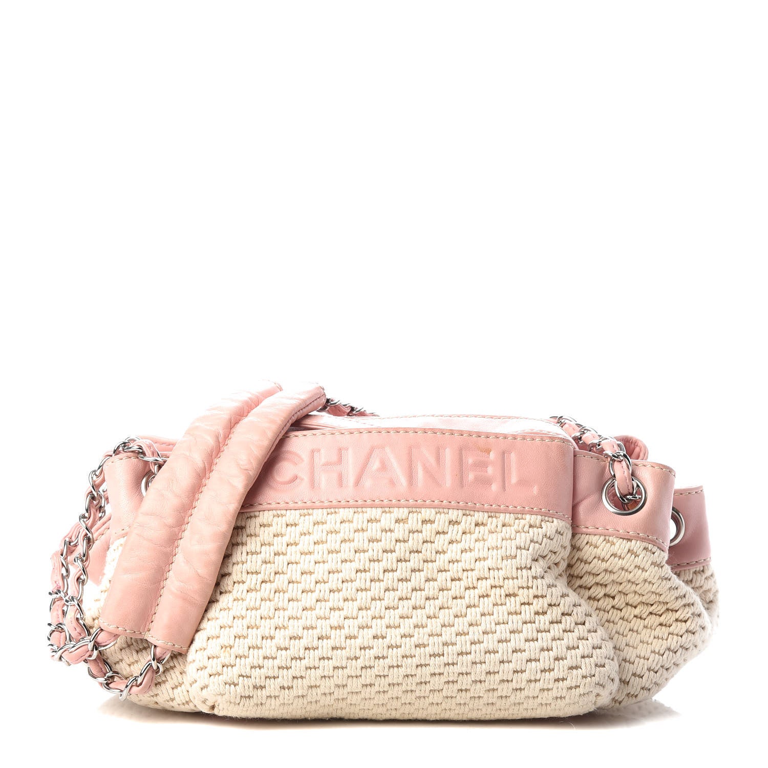 Chanel Canvas Woven Lambskin Lax Accordion Hobo Pink 1 of 10