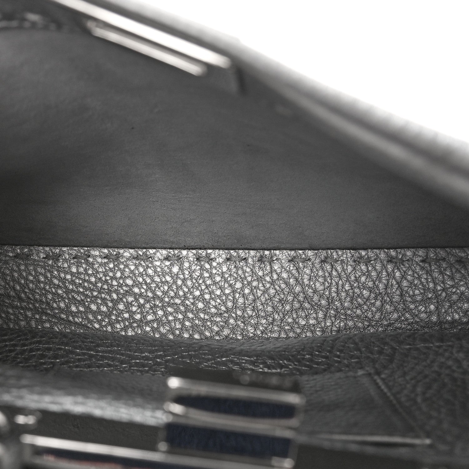 Fendi Cuoio Romano Lux Selleria Mini Peekaboo Iconic Satchel Argento 6 of 9