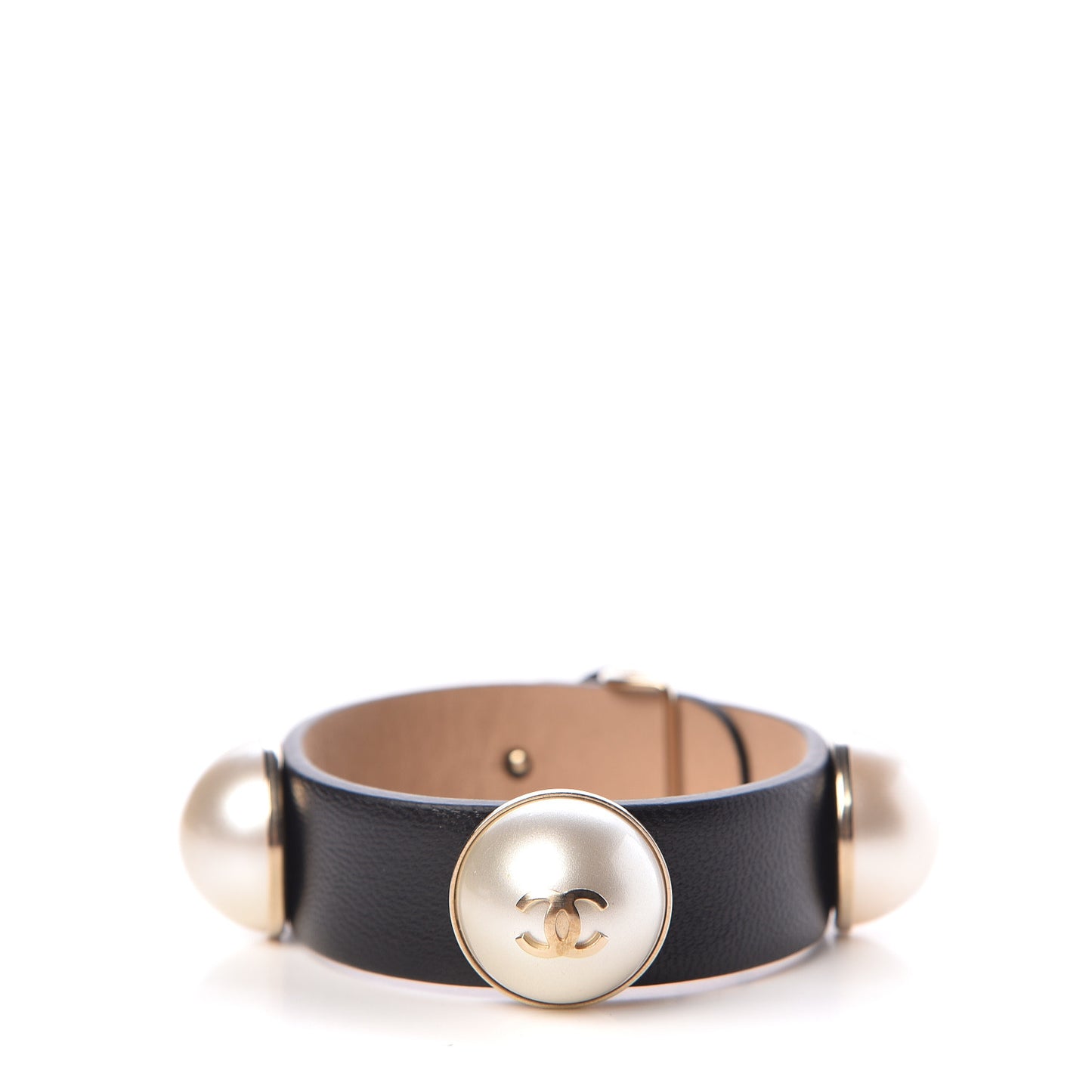 Lambskin Pearl CC Bracelet M Black