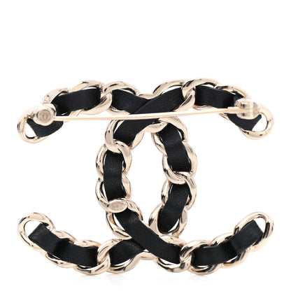 Chanel Lambskin Chain CC Brooch Black Gold 4 of 10