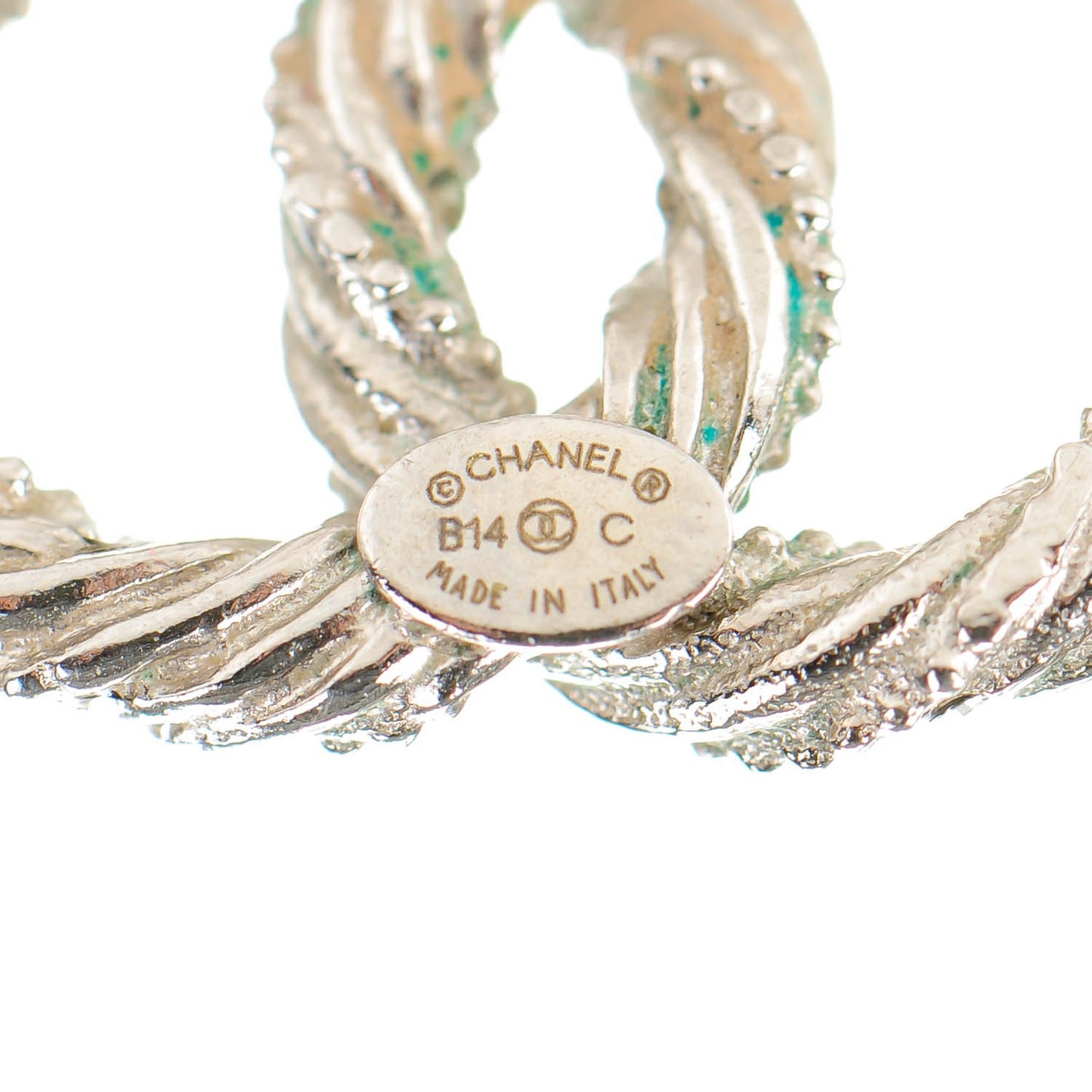 Crystal CC Twisted Earrings Silver