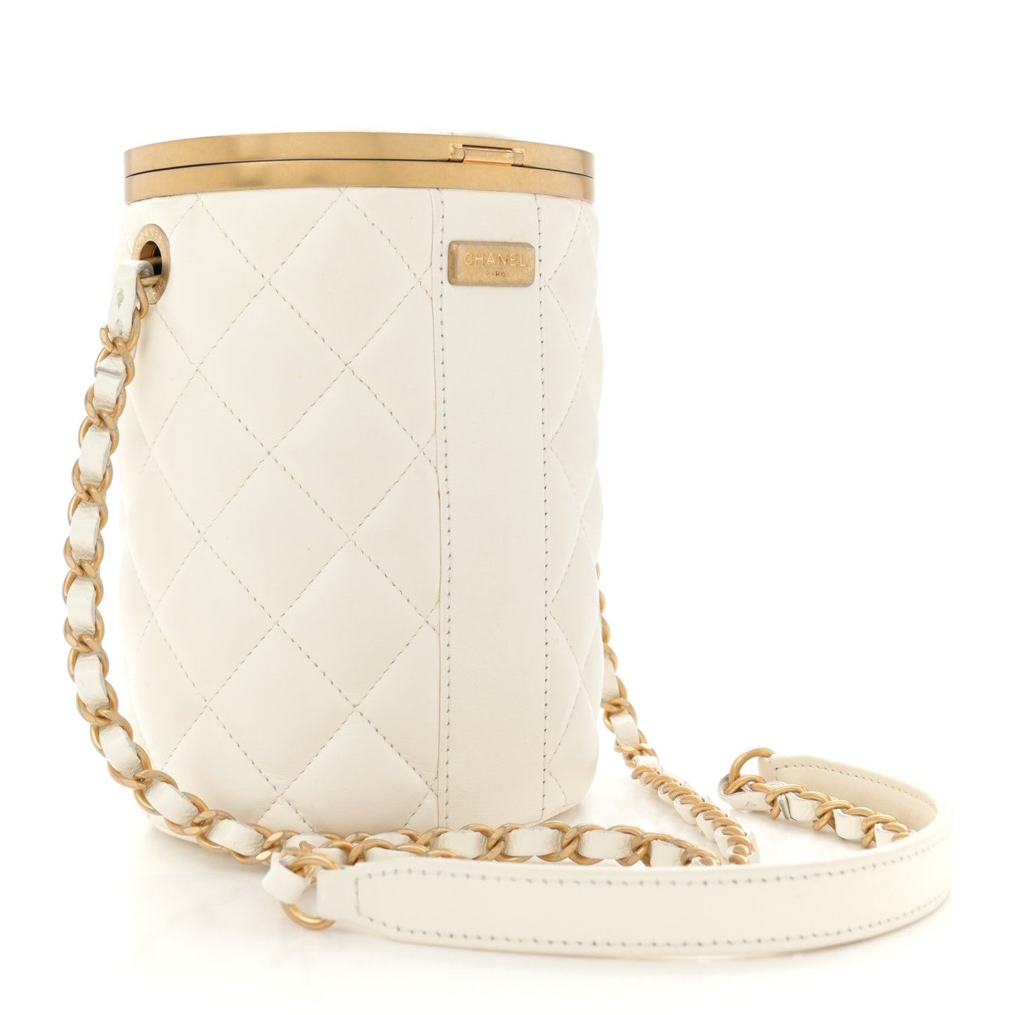 Lambskin Quilted Crown Box Bag White