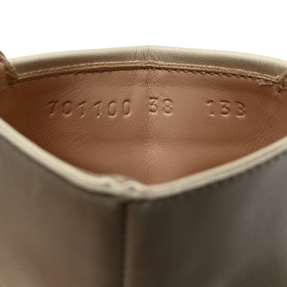 Gucci Kensington Calfskin Nappa GG Supreme Monogram Womens Double Buckle Ankle Boots 38 Mystic White Beige 7 of 9