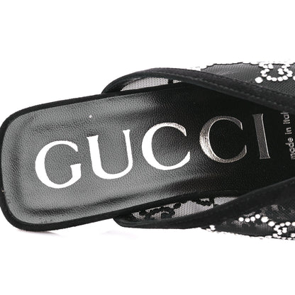 Gucci Tela Retino Kid Scamosciato Crystal GG Monogram Square G 95mm Slide Sandals 38 Black 8 of 10